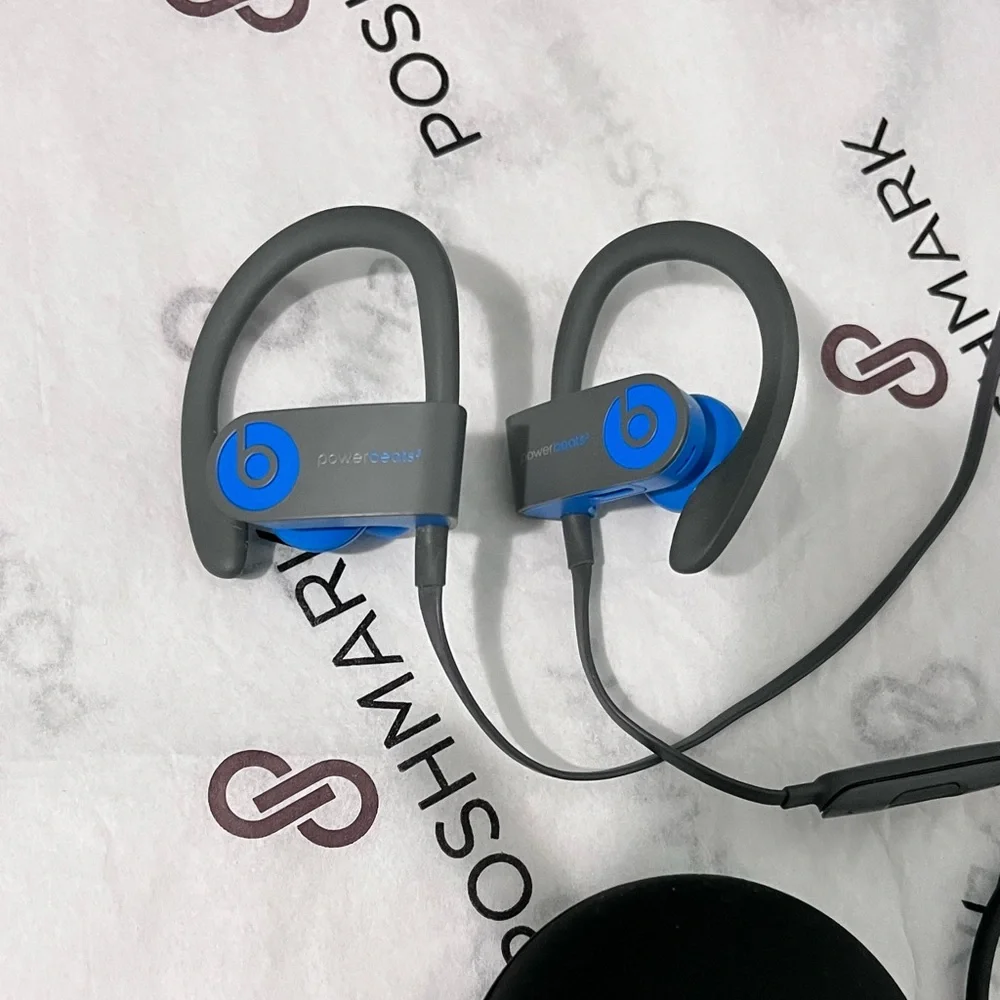 BEATS POWERBEATS BY DR DRE AUTHENTIC WIRELESS BLUE & GRAY BLUETOOTH HEADPHONE